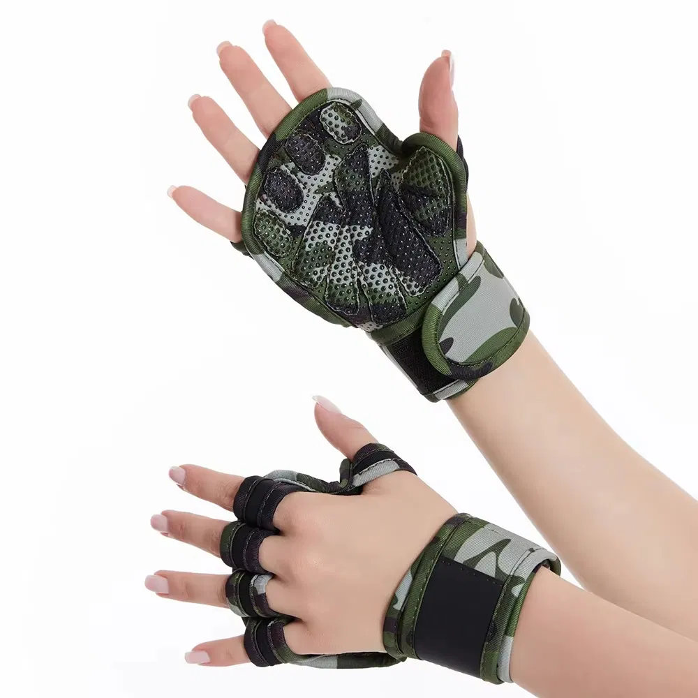 Guantes de entrenamiento de gimnasio personalizados al por mayor para mujeres y hombres, protección de palma para levantamiento de pesas, agarre de mano