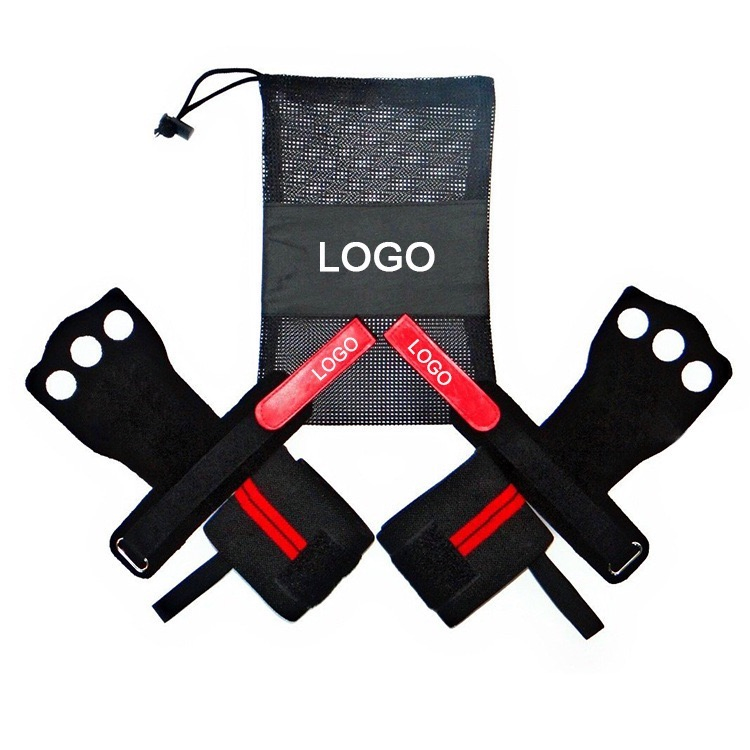 Guantes de cuero para levantamiento de pesas Crossfit, guantes de agarre para entrenamiento con envolturas para muñeca, guantes de gimnasio para dominadas, agarres de fitness para WOD, equipo de calistenia