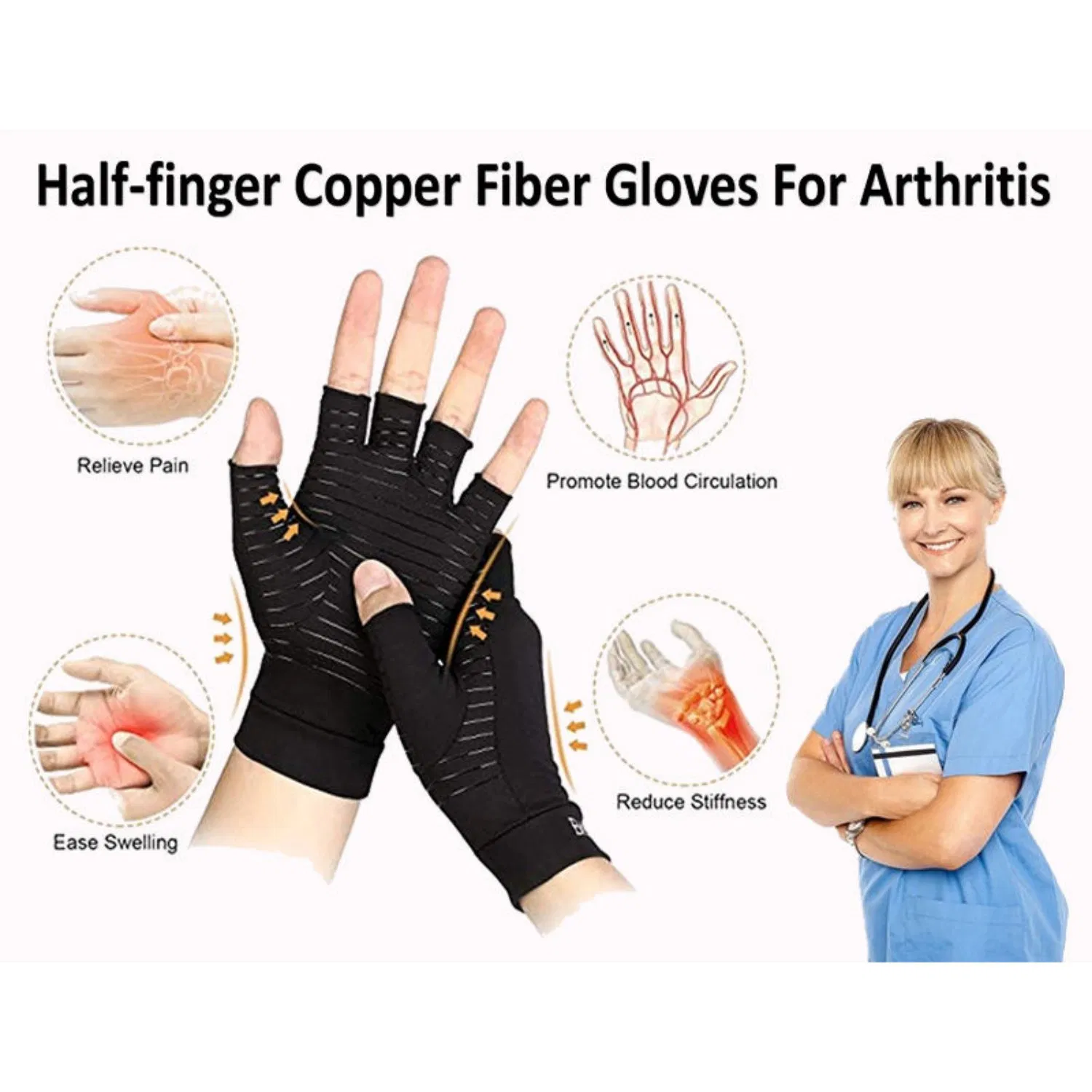 Mantenga las manos calientes y cómodas, mejore la flexibilidad de los dedos, soporte para las muñecas, guantes de compresión para artritis incorporados para la protección de las articulaciones de las manos en deportes