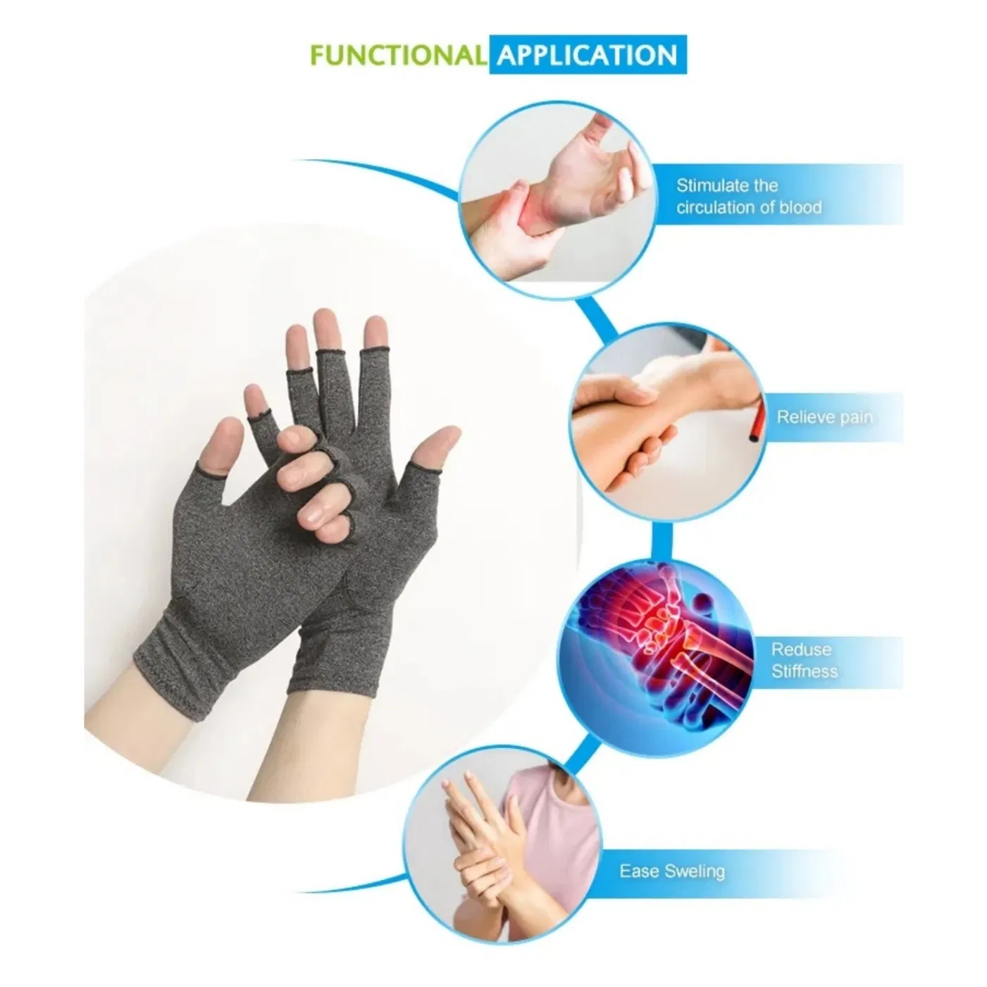 Fáciles de poner y quitar, soporte para la estabilidad de la articulación de la mano, firme, alta compresión para la artritis, guantes de protección para las manos en trabajos a largo plazo