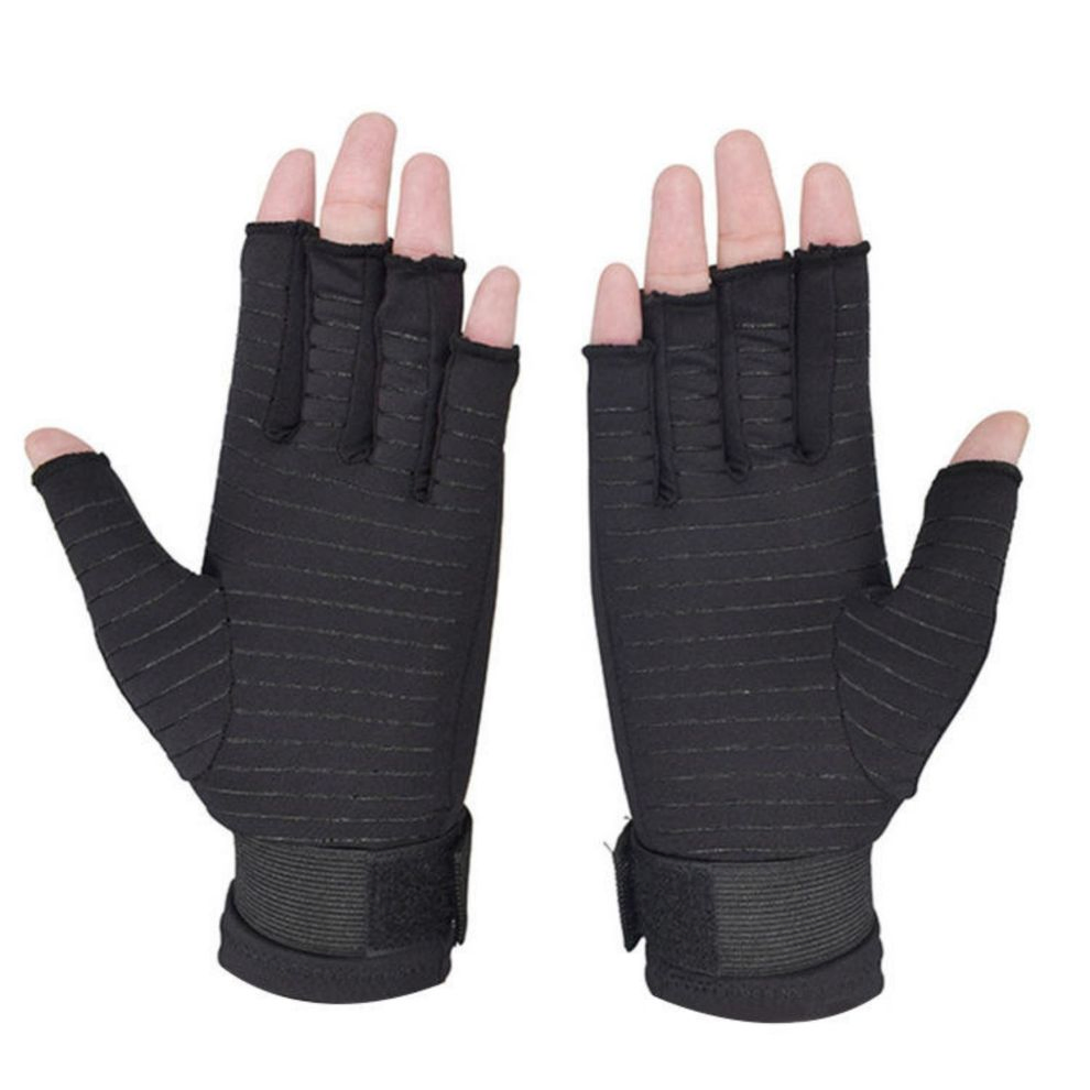 Guantes de compresión para artritis, soporte de guantes de cobre, guantes de media dedo para artritis