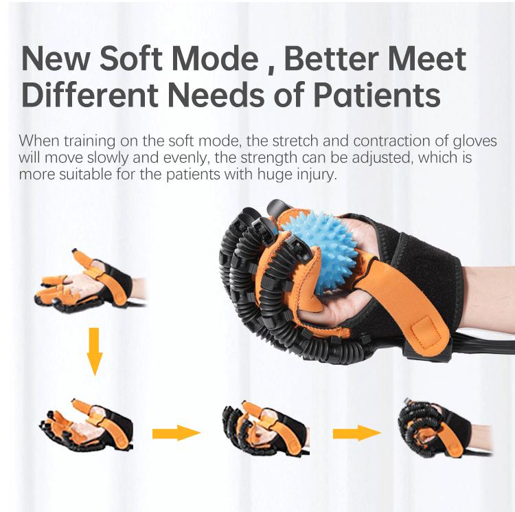 Guantes robóticos de mano para rehabilitación de accidentes cerebrovasculares a precio de fábrica, guantes de mano con ejercicio para dedos, guantes de rehabilitación de mano naranja