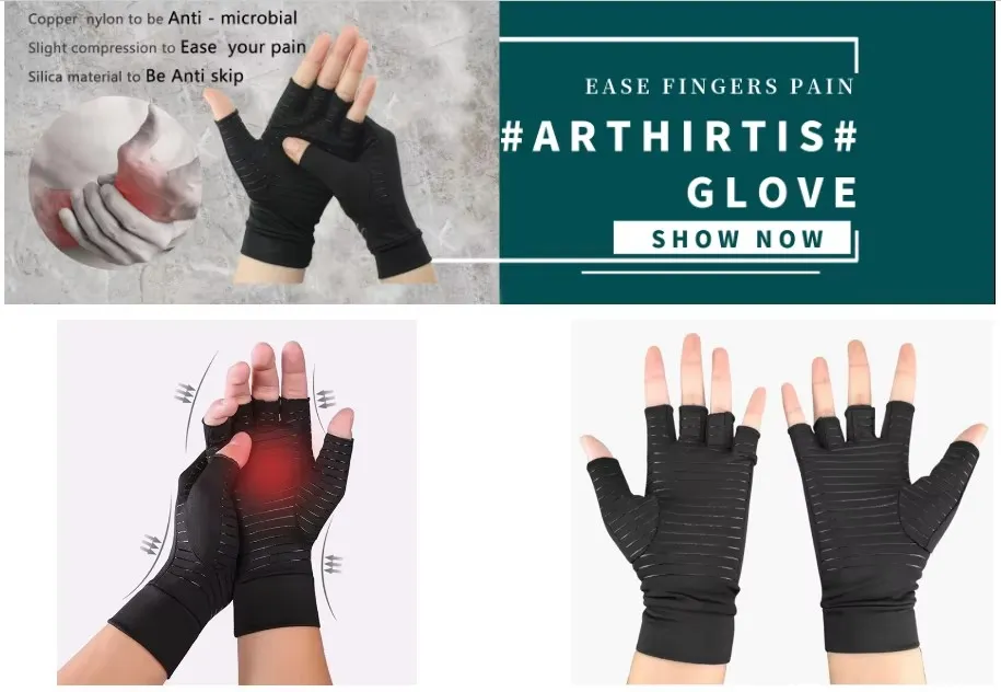 Guantes de medio dedo infusionados con cobre