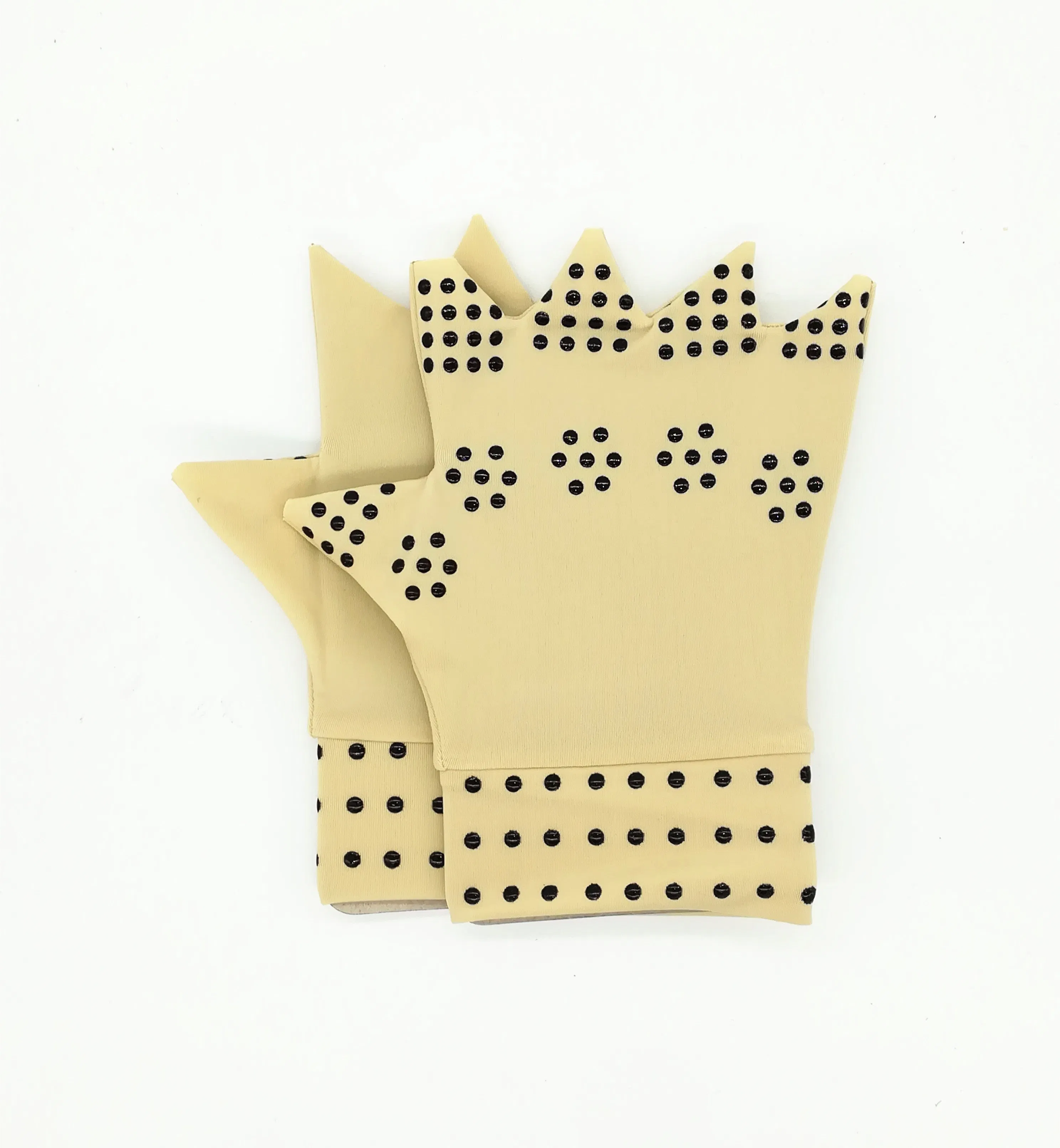 Guantes de compresión magnéticos, elásticos y flexibles con puntos en negro para el soporte de la artritis y alivio del dolor en las articulaciones