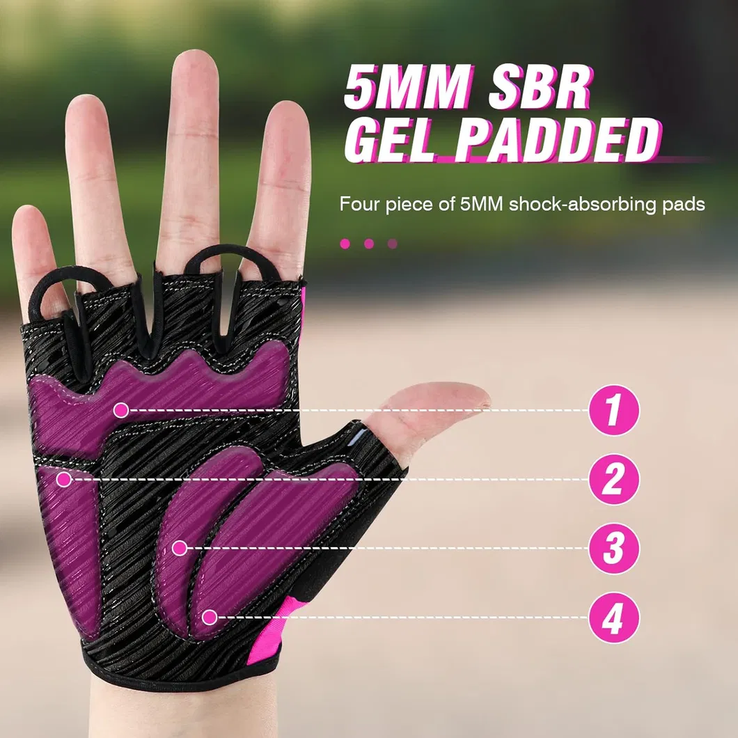 Guantes de ejercicio y entrenamiento de medio dedo para hombres y mujeres de malla de alta elasticidad con acolchado de gel personalizados 5mm para montar en bicicleta