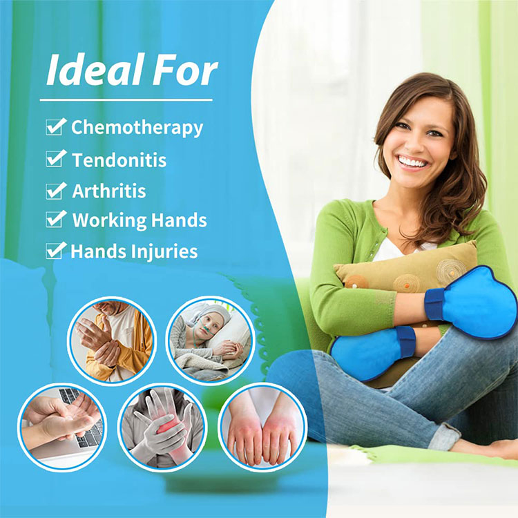 Rehabilitación de Artritis Reumatoide, terapia de frío para los dedos, paquete de hielo para las manos, guantes fríos para neuropatía por quimioterapia