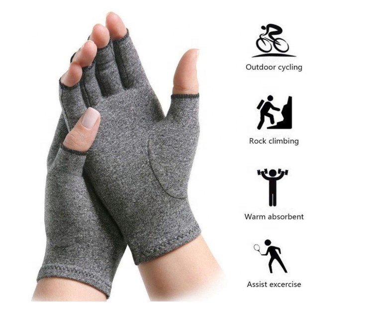 Men Women Compression Arthritis Gloves Half Finger Wrist Support Cotton Joint Pain Relief Hand Brace Therapy Wristband Gloves