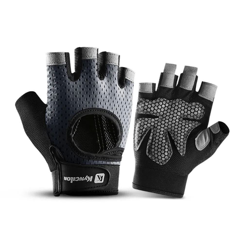 Guantes de deporte para ejercicio, entrenamiento y uso en ciclismo con muñequera de media dedo para levantamiento de pesas en el gimnasio