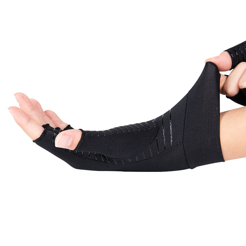 Guantes de medio dedo infusionados con cobre para la artritis y el soporte de las articulaciones