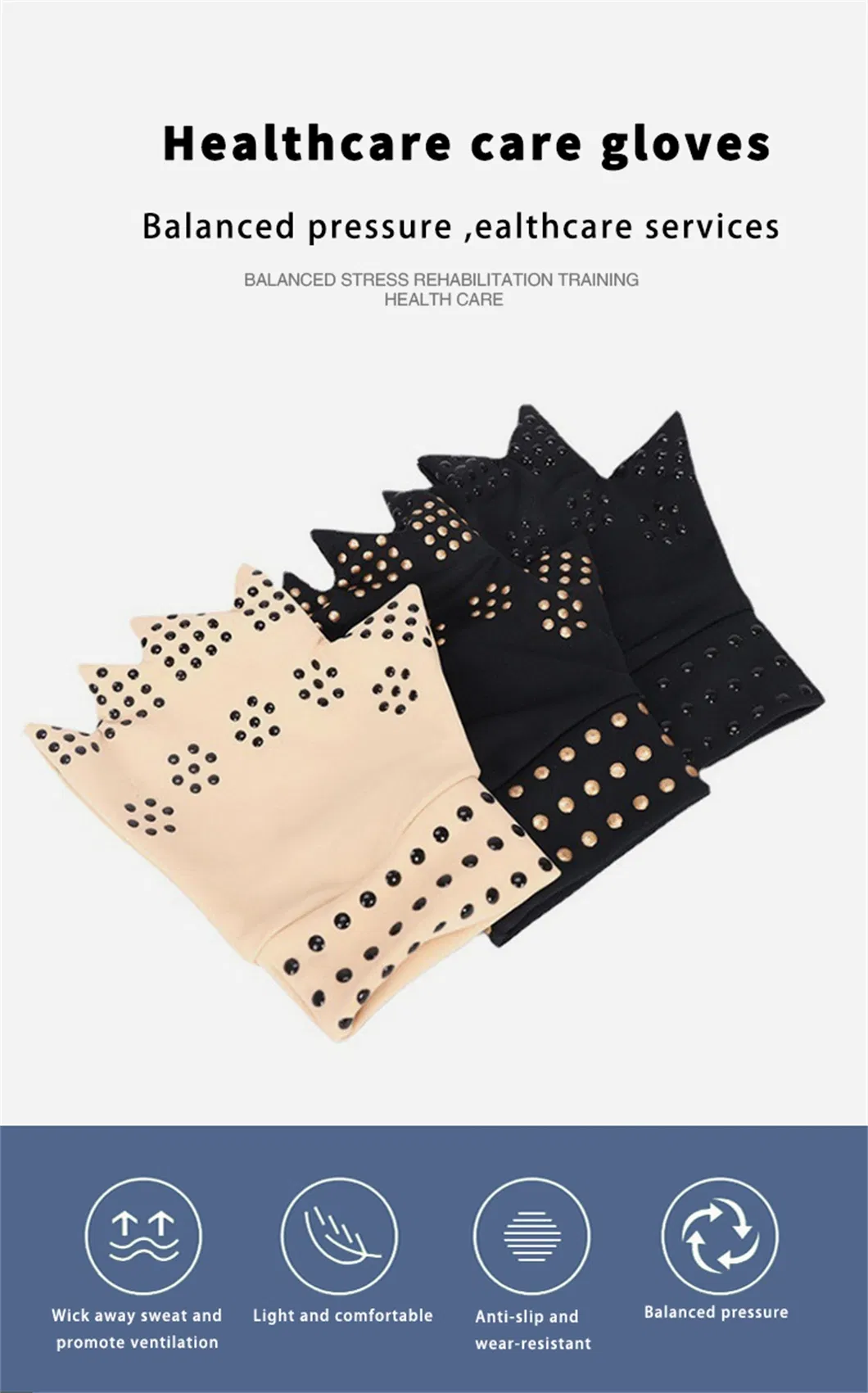 Soportes de compresión para la artritis, terapia de curación de articulaciones, alivio del dolor, guantes de masaje con puntos magnéticos