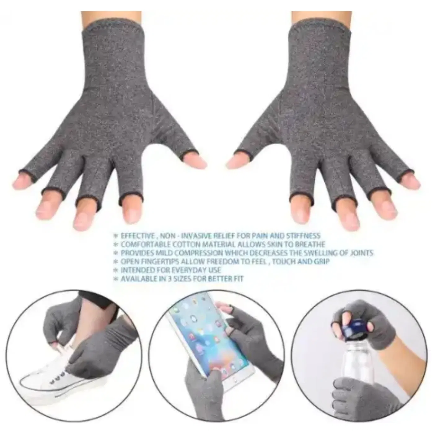 Fáciles de poner y quitar, soporte para la estabilidad de la articulación de la mano, firme, alta compresión para la artritis, guantes de protección para las manos en trabajos a largo plazo