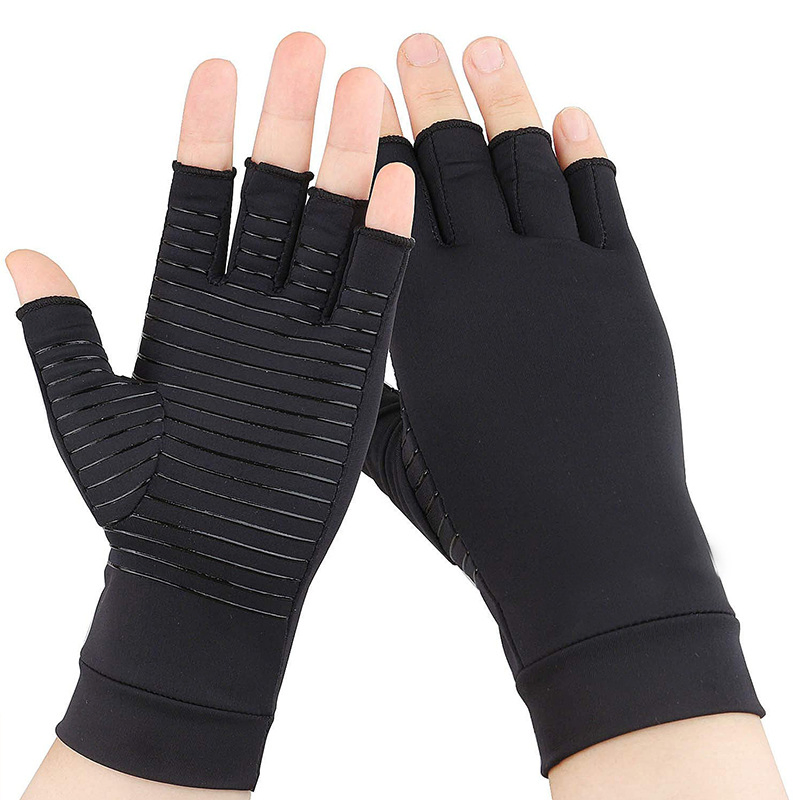 Guantes de medio dedo infusionados con cobre para la artritis y el soporte de las articulaciones