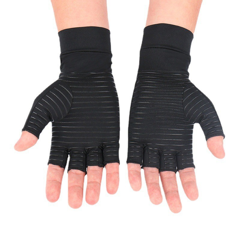 Guantes de medio dedo infusionados con cobre para la artritis y el soporte de las articulaciones