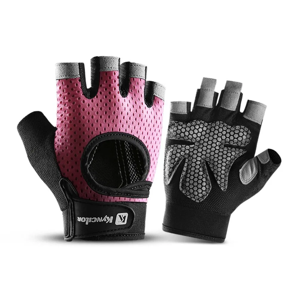 Guantes de deporte para ejercicio, entrenamiento y uso en ciclismo con muñequera de media dedo para levantamiento de pesas en el gimnasio