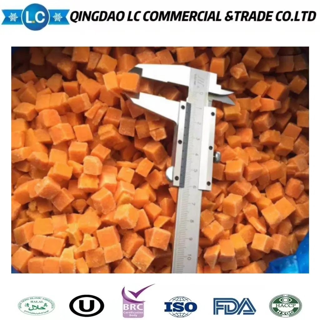 Proveedor de China Exportar Verduras Grado A Compradores Precio Barato Verduras IQF Cortadas Profundamente Congeladas Zanahorias En Rodajas Y Dados