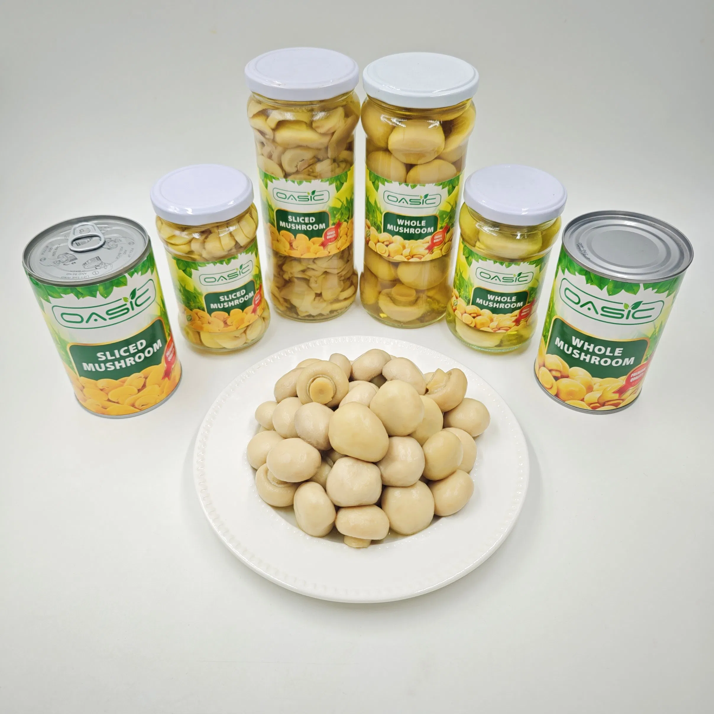 Alimento saludable enlatado de alta calidad, champiñones enlatados enteros en rodajas con precio de fábrica
