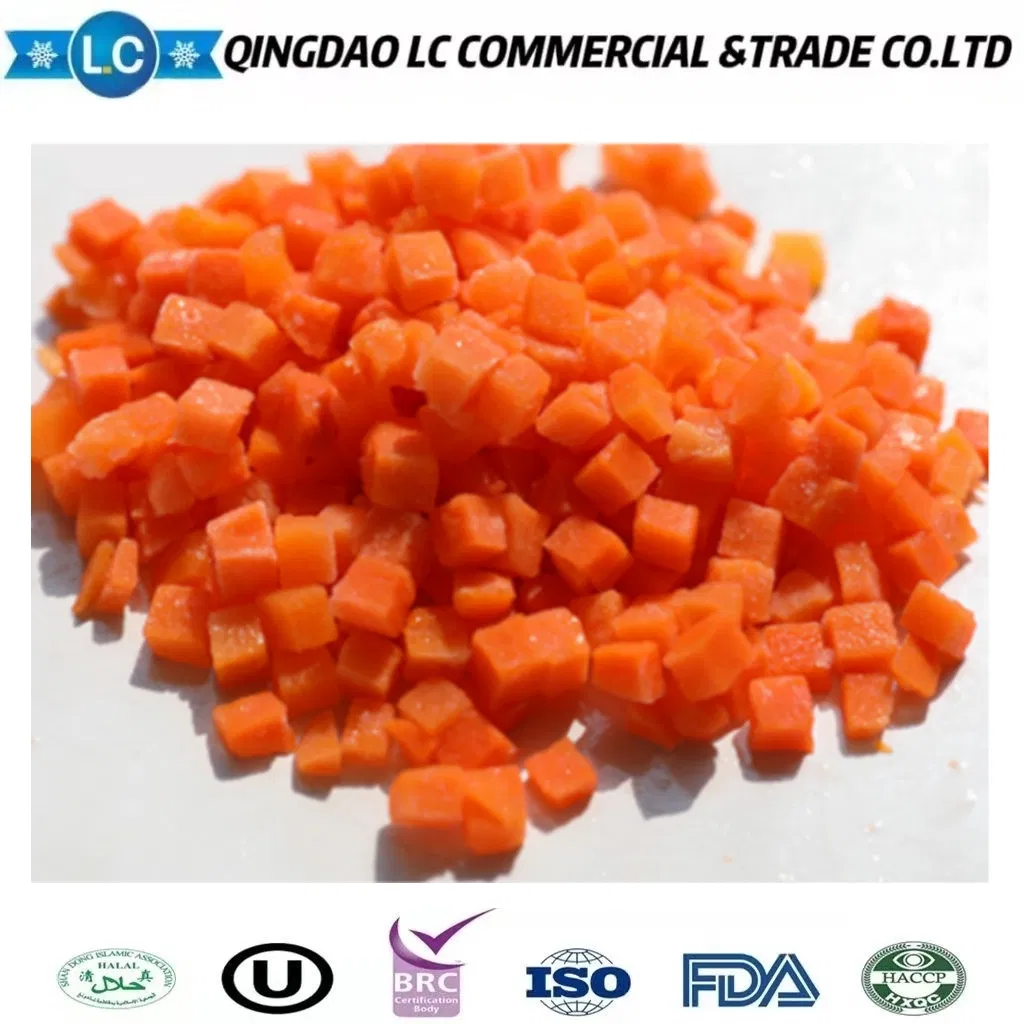 Proveedor de China Exportar Verduras Grado A Compradores Precio Barato Verduras IQF Cortadas Profundamente Congeladas Zanahorias En Rodajas Y Dados