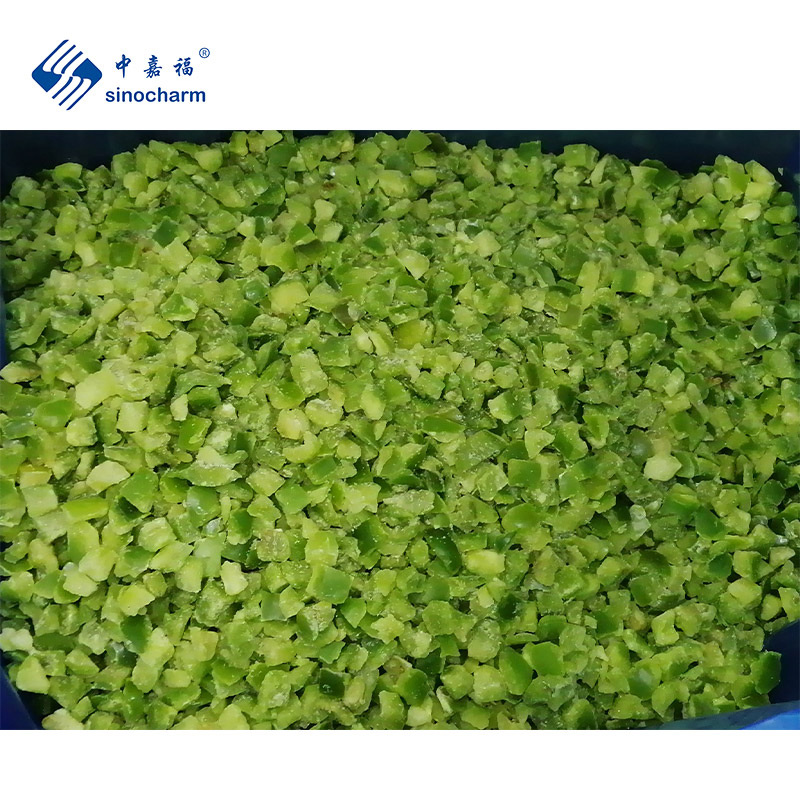 Sinocharm Brc Aprobado 10*10 mm Dados Frescos Crujientes Pimiento Verde Congelado en Cubos IQF Pimiento Verde