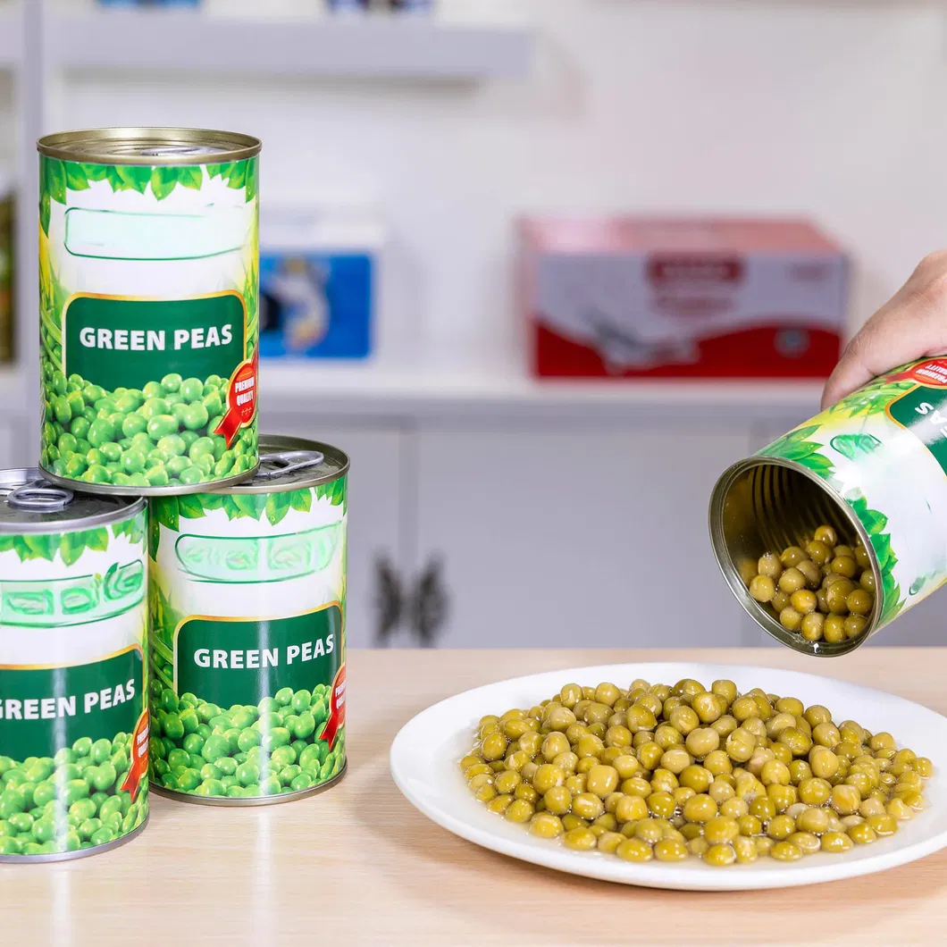 Precio mayorista barato mejor comida lista para comer guisantes verdes enlatados sabor original