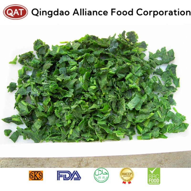 Espinacas picadas IQF premium - Congeladas, certificadas como kosher por su calidad