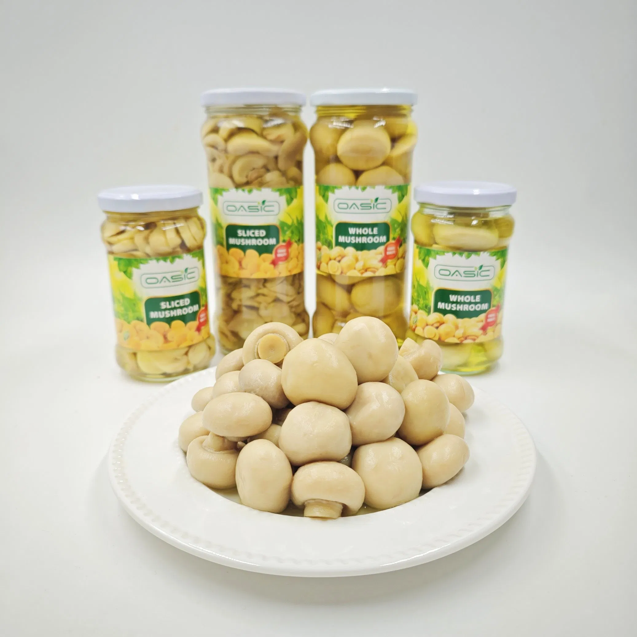 Alimento saludable enlatado de alta calidad, champiñones enlatados enteros en rodajas con precio de fábrica