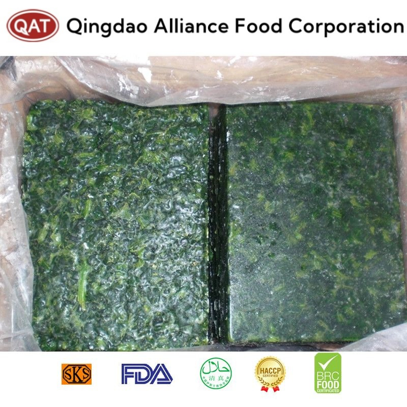 Espinaca verde entera congelada IQF premium picada para cocinar