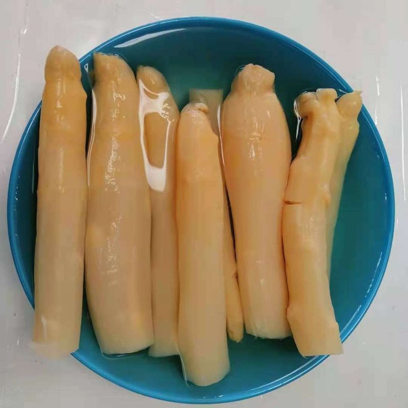 Espárragos enlatados preparados frescos, peso neto 425g, conservados en agua salada