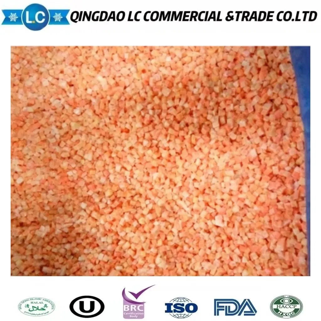 Proveedor de China Exportar Grado Alimenticio Compradores Precio IQF Verduras Cortadas Congeladas en Cubos Zanahorias Diced