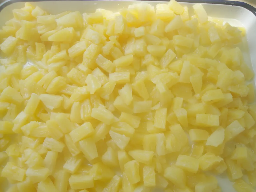 Trozos de piña enlatados en envase de lata de China