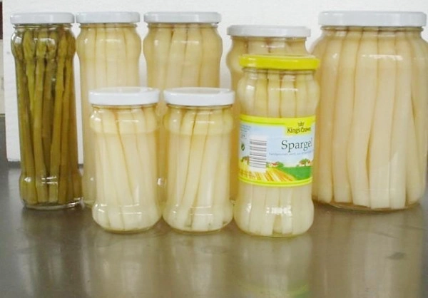 Verduras enlatadas Espárragos blancos enteros 370ml en tarro de vidrio