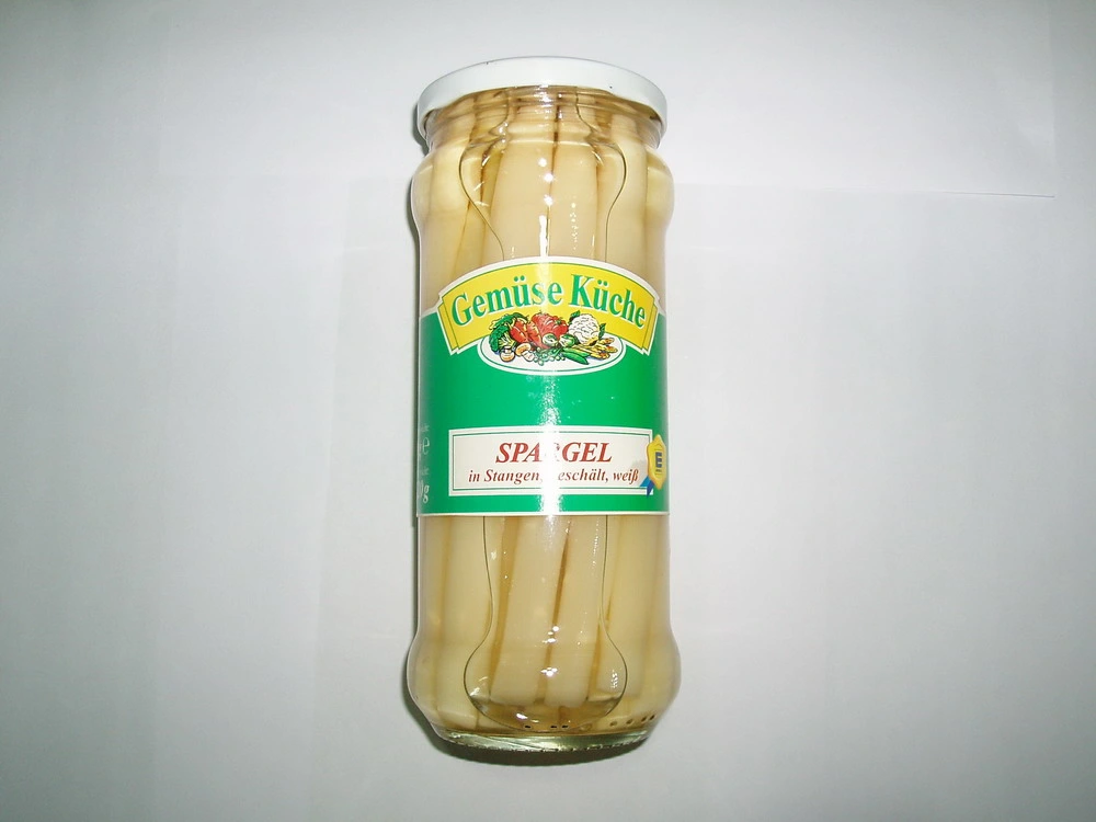 Verduras enlatadas Espárragos blancos enteros 370ml en tarro de vidrio