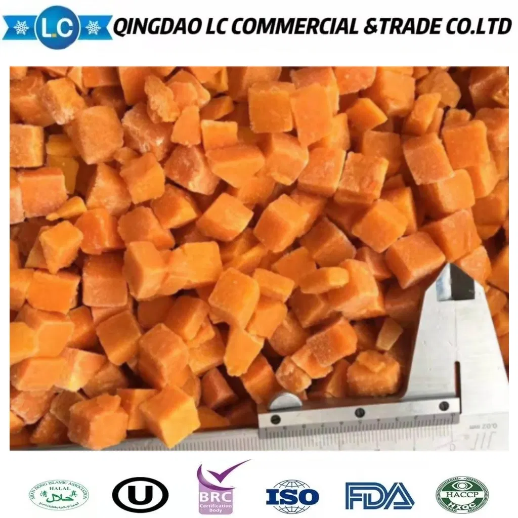Proveedor de China Exportar Grado Alimenticio Compradores Precio IQF Verduras Cortadas Congeladas en Cubos Zanahorias Diced