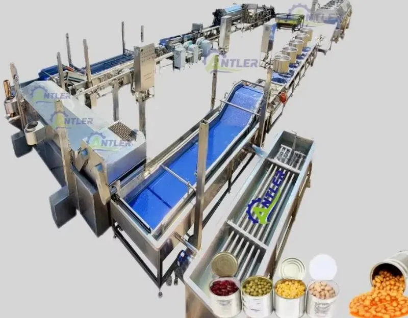 Línea de procesamiento automático de enlatado de maíz joven, línea de producción de frijoles horneados enlatados, garbanzos y soya