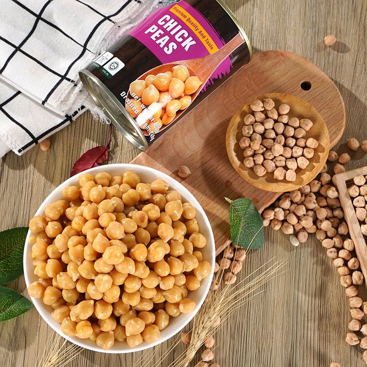 Precios mayoristas asequibles en garbanzos asados no fritos en variedad picante enlatada