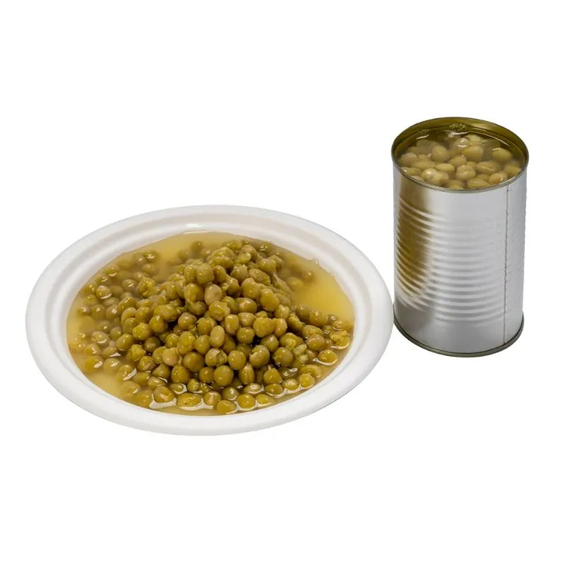 Conservas de fábrica china, guisantes verdes en salmuera