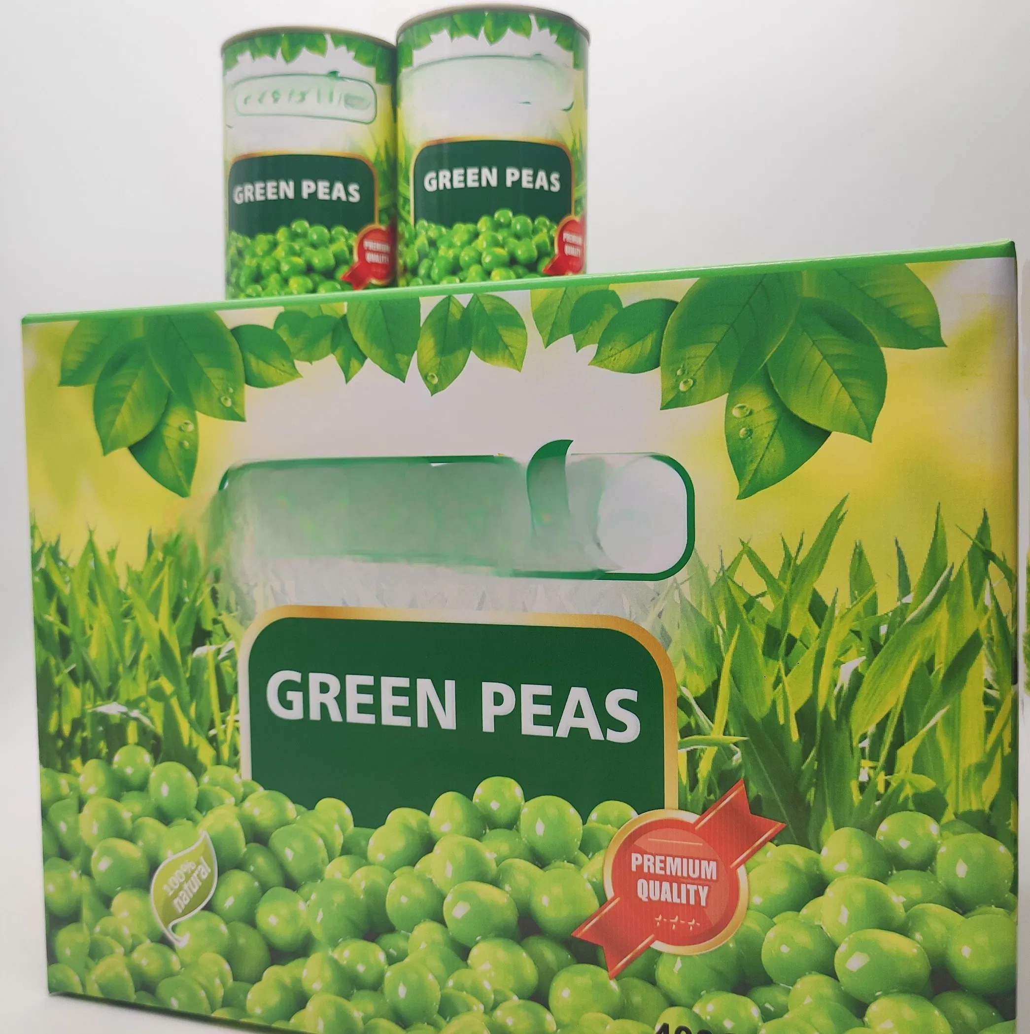 Precio de fábrica al por mayor 400g Guisantes verdes enlatados en salmuera cosecha fresca