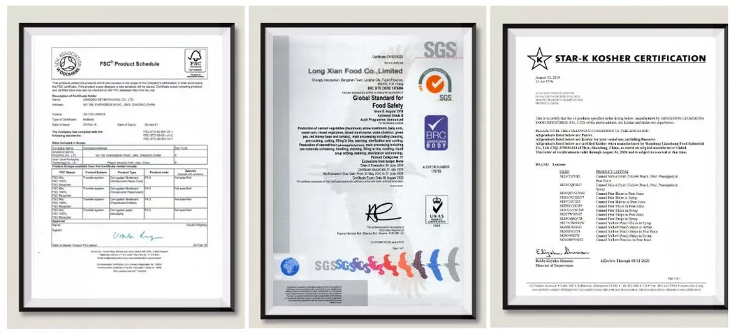 Certificados adicionales de calidad de alimentos