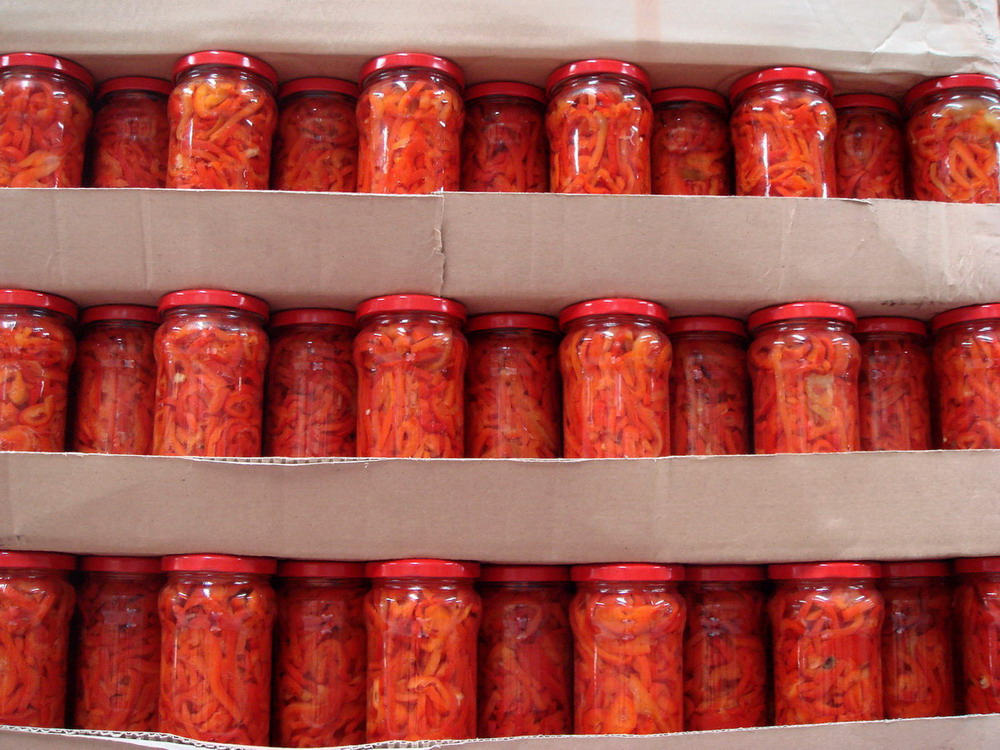 Mitades de Pimiento Rojo Dulce en Tarro de Vidrio