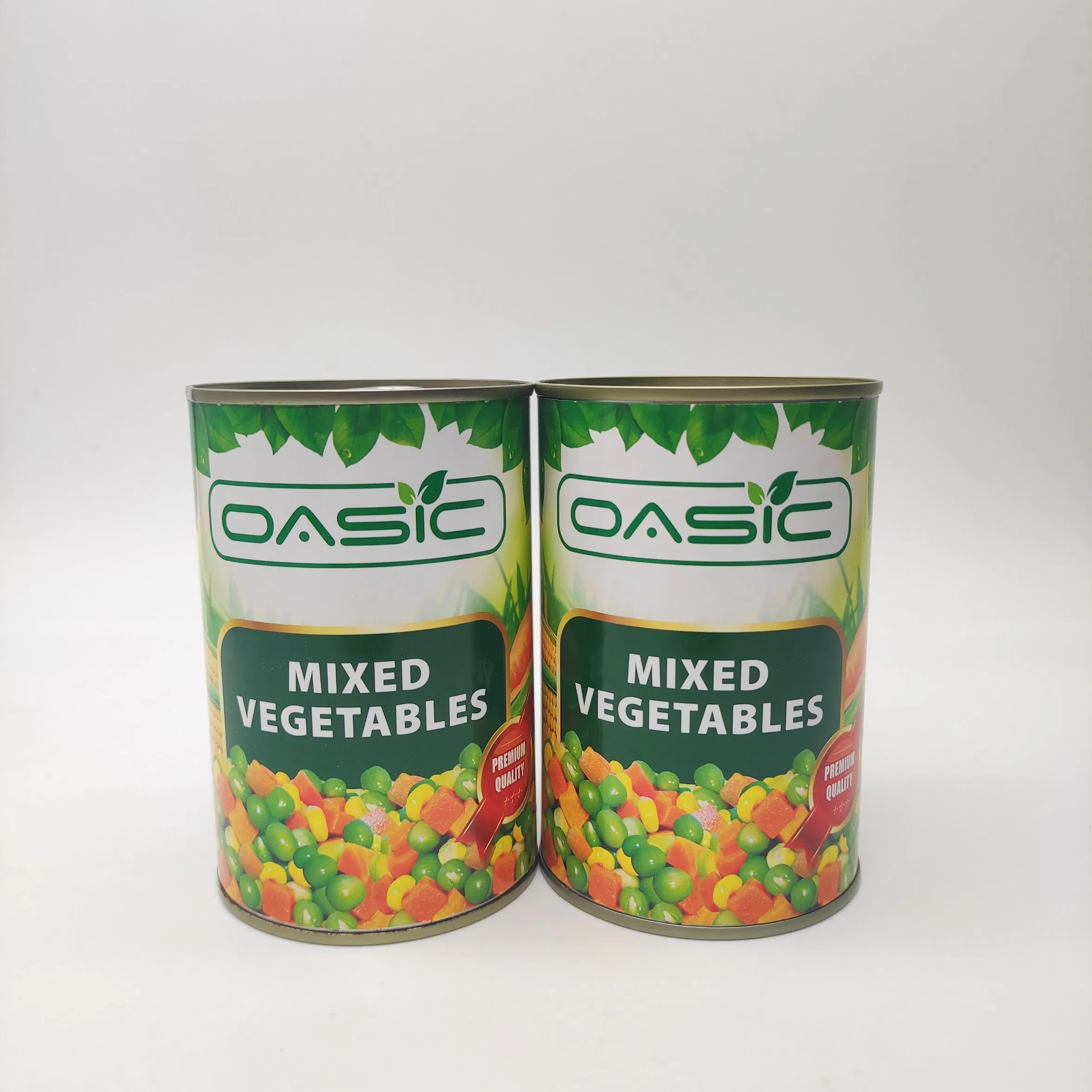 Verduras Mixtas enlatadas BRC HACCP con Zanahorias, Guisantes Verdes, Maíz Dulce 400g Lata Suministro a Granel de Fábrica OEM