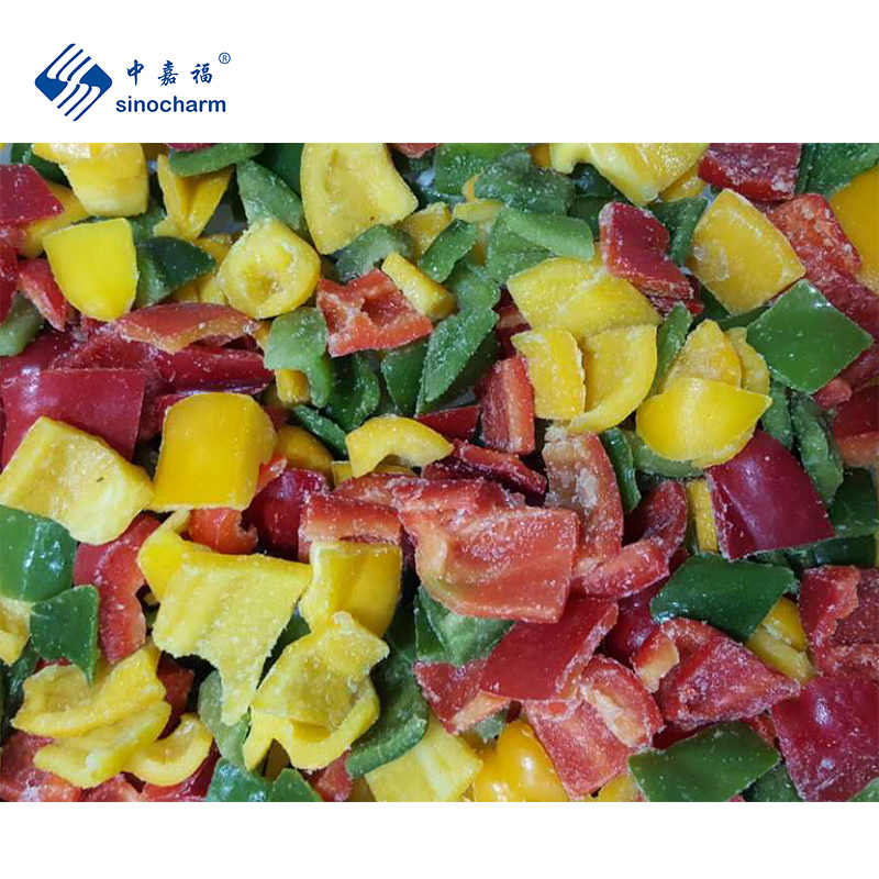 Sinocharm Brc aprobado IQF mezcla de pimientos rojos, verdes y amarillos, pimientos congelados mezclados
