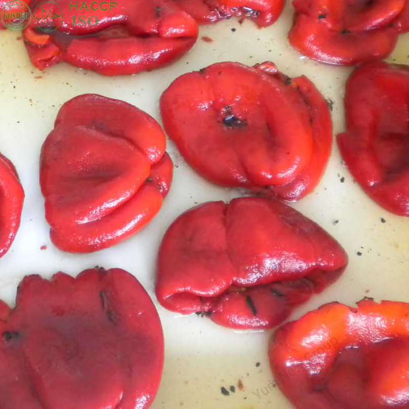 Pimiento rojo asado enlatado de China entero, en rodajas, en dados