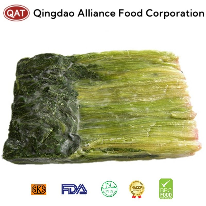 Espinaca verde entera congelada IQF premium picada para cocinar