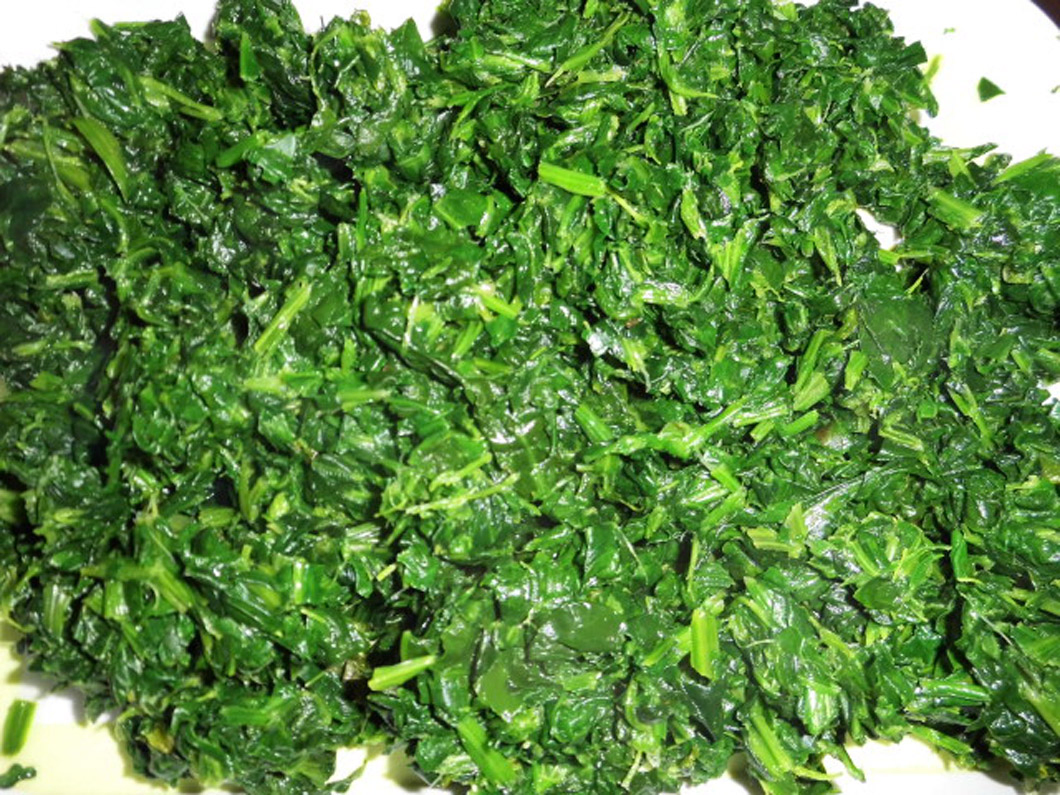 Espinaca congelada picada en hojas