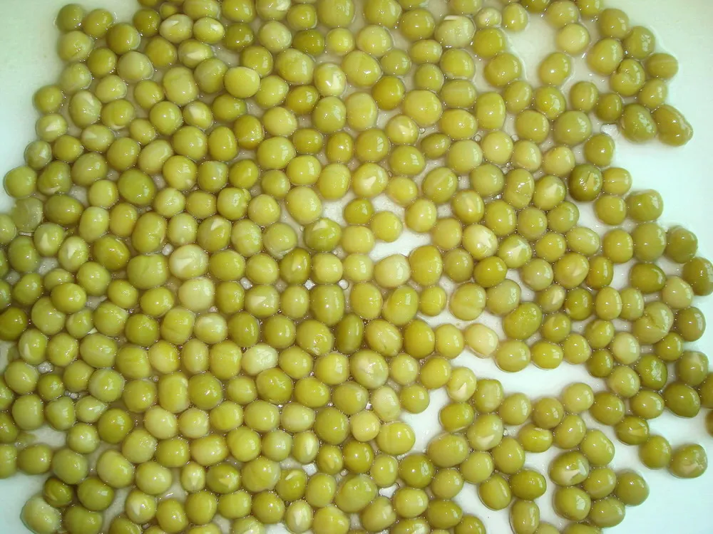 Guisantes verdes dulces enlatados