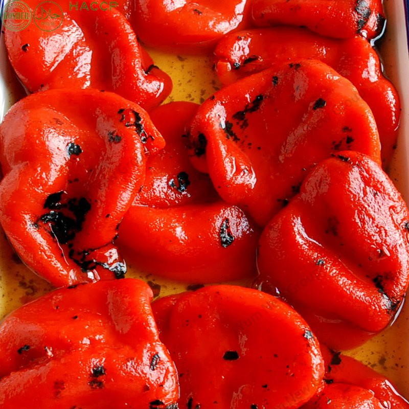 Pimiento rojo asado enlatado de China entero, en rodajas, en dados