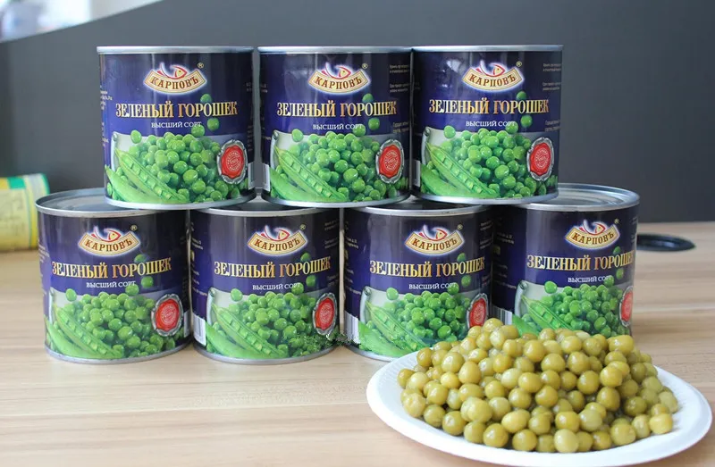 Guisantes verdes dulces enlatados