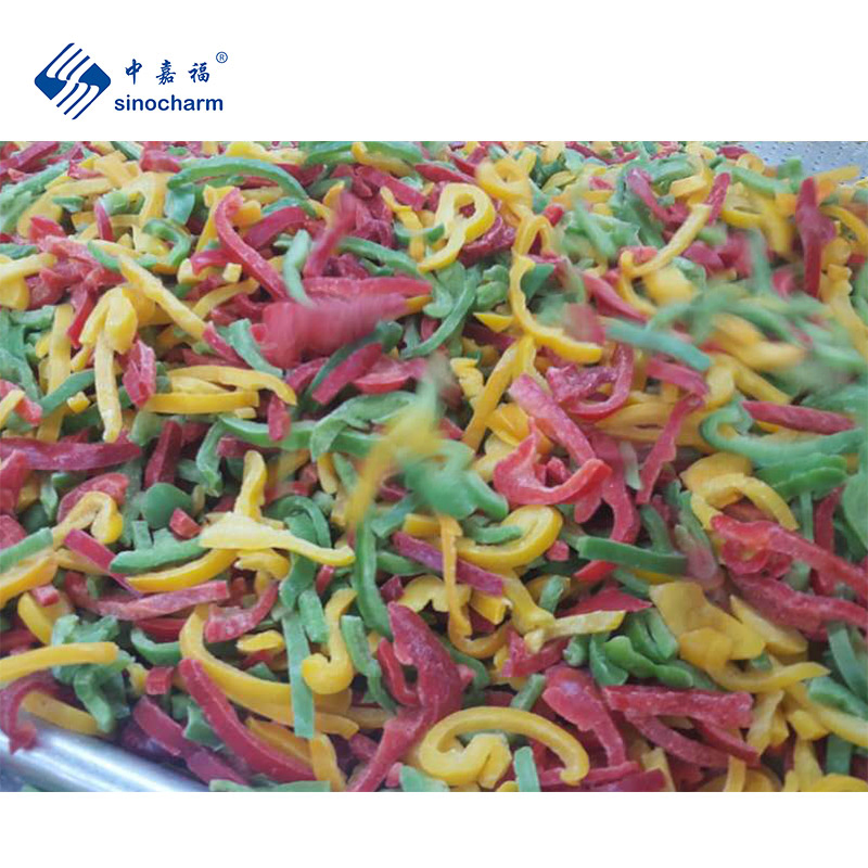 Sinocharm Brc aprobado IQF mezcla de pimientos rojos, verdes y amarillos, pimientos congelados mezclados