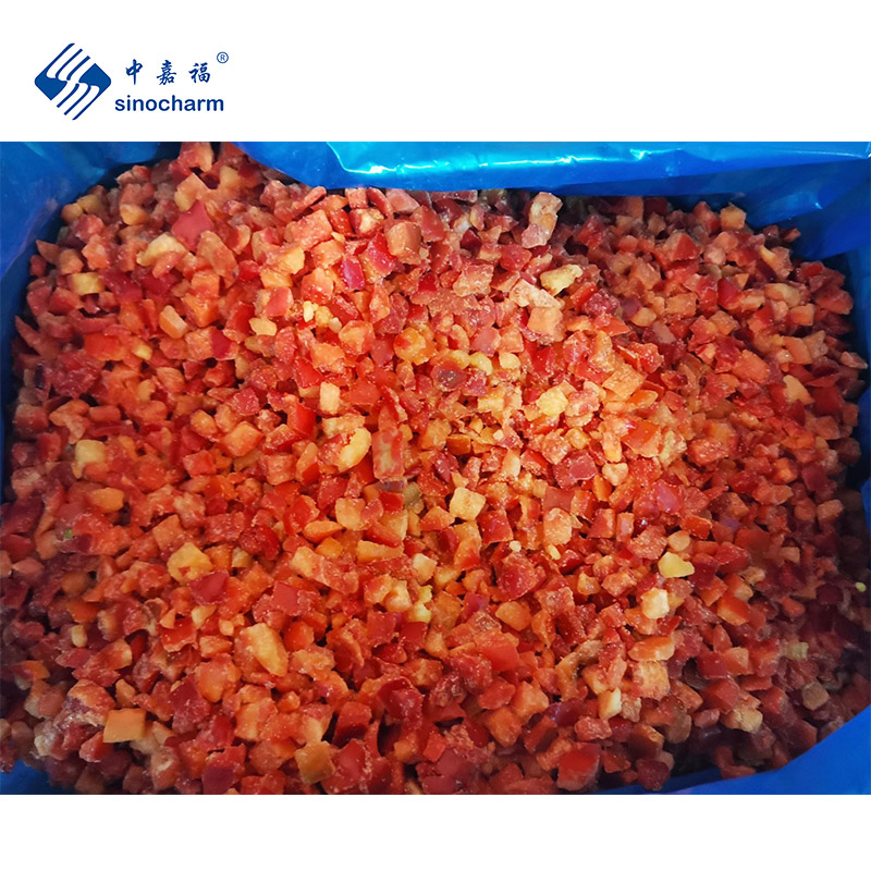 Sinocharm Brc a Aprobado 10*10mm IQF Pimiento Rojo Picado Precio de Fábrica 10kg Pimientos Morrones Congelados a Granel