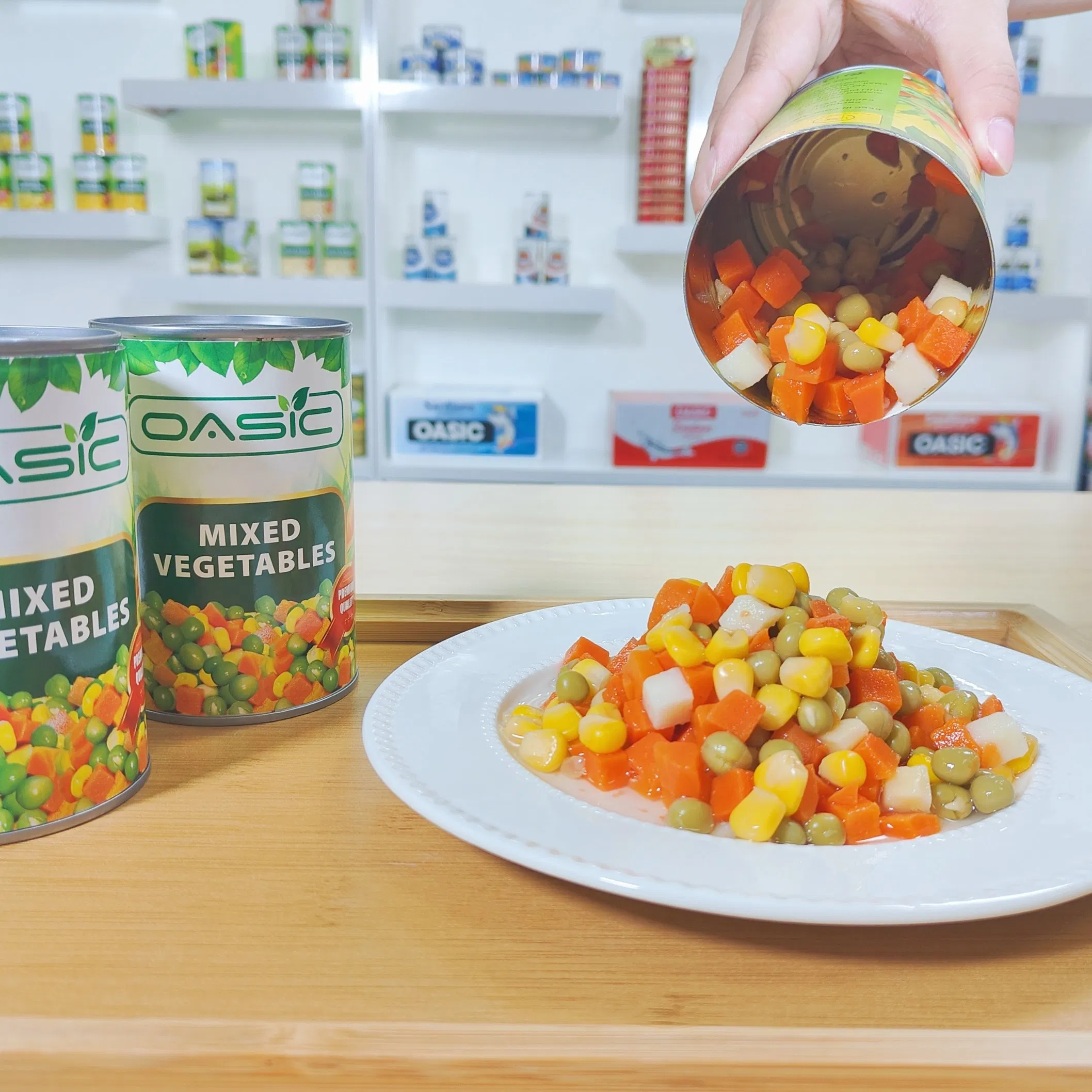 Guisantes y zanahorias enlatados con latas de fácil apertura, verduras mixtas a precio de fábrica