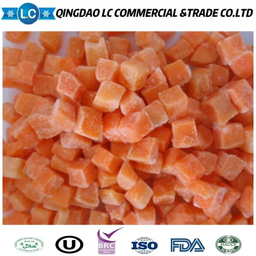 Proveedor de China Exportar Verduras Grado A Compradores Precio Barato Verduras IQF Cortadas Profundamente Congeladas Zanahorias En Rodajas Y Dados